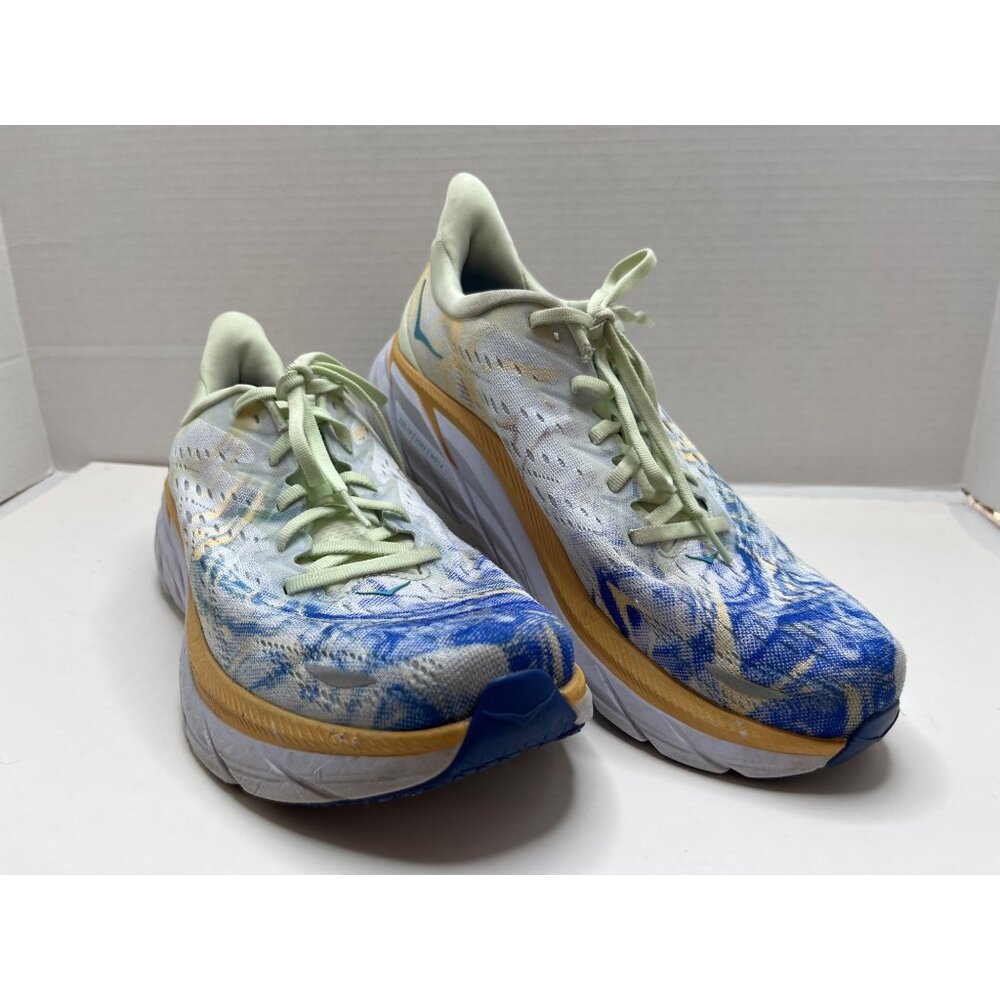 Hoka One One Clifton 8 Road Running Shoes Sneakers Blue Gray Peach Size 10B